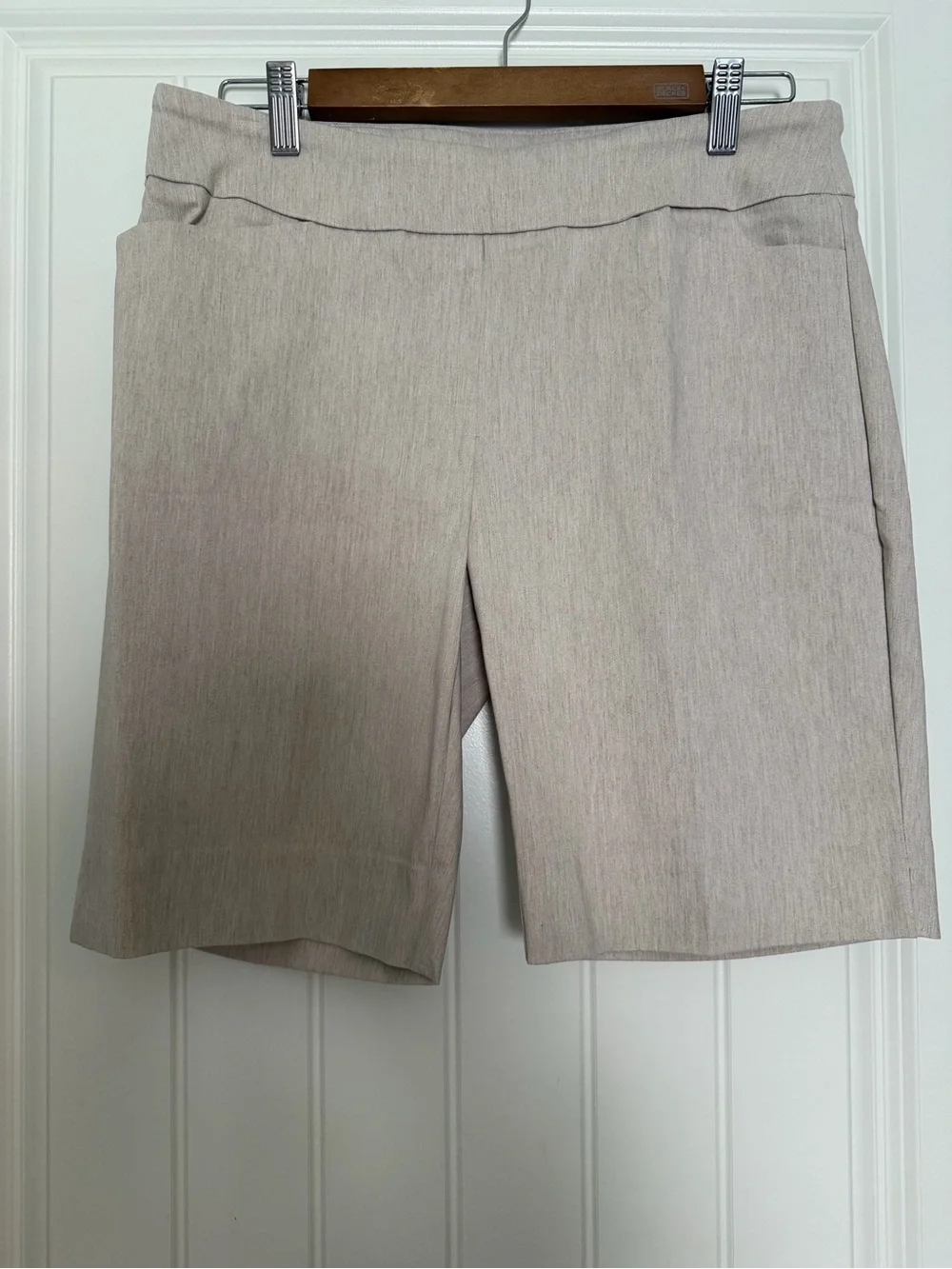 Hilary Radley Beige Pull-On Dress Bermuda Shorts